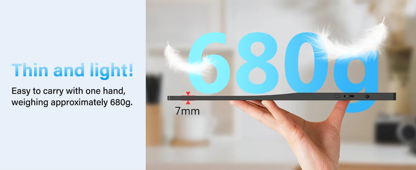 Amoudo 15.6 Inch Portable Monitor 1920x1080P Extend Display IPS LCD Panel Penhole Stand VESA USBC Mini HDMI Mobile Display