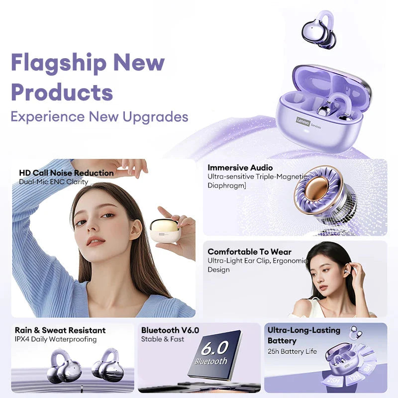 NNEOBA Wireless Bluetooth 6.0 Ear Clip Headphones