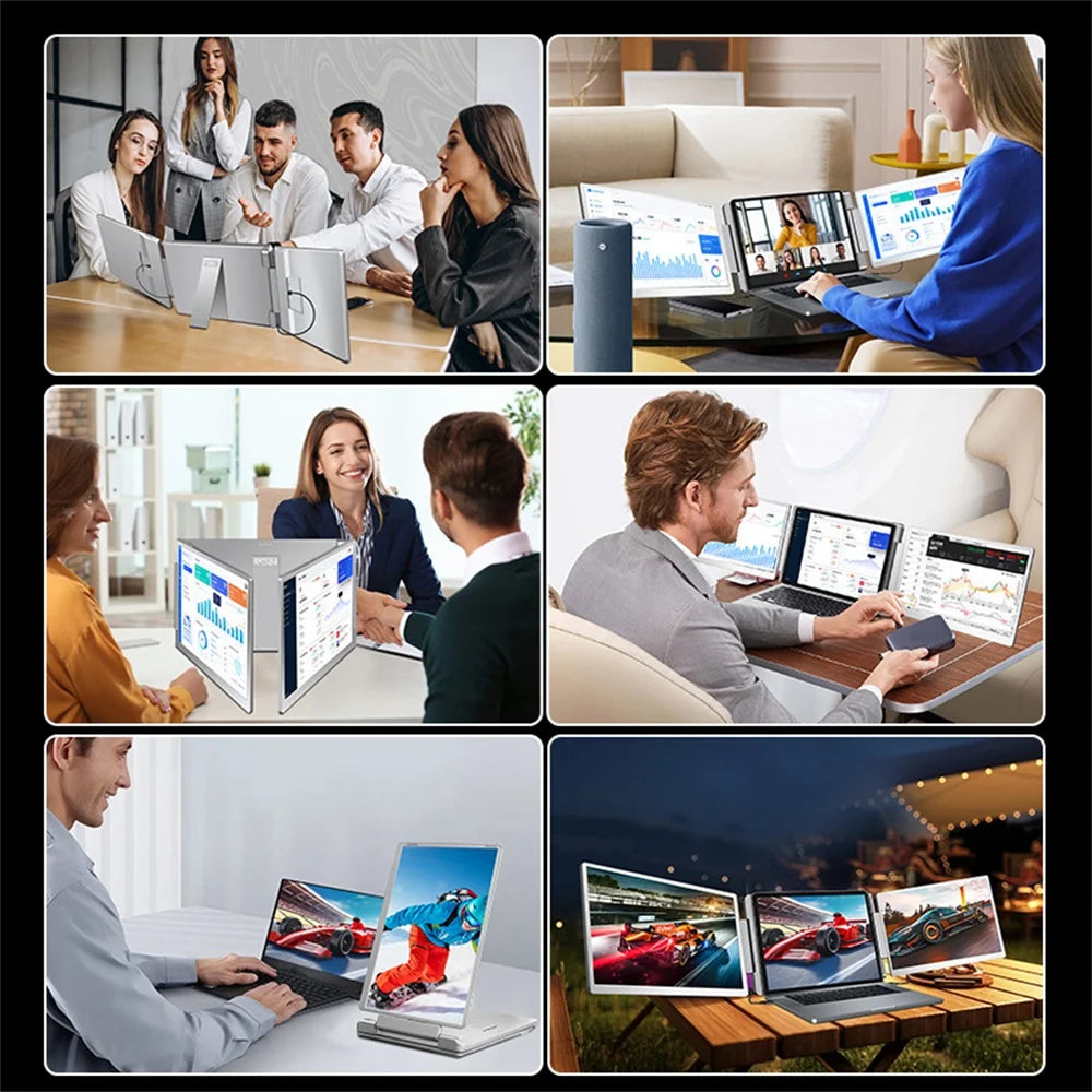 Portable LCD FHD IPS Gaming Backlit External Monitor High-Definition Dual Triple Screen Extender for Productivity Rospider