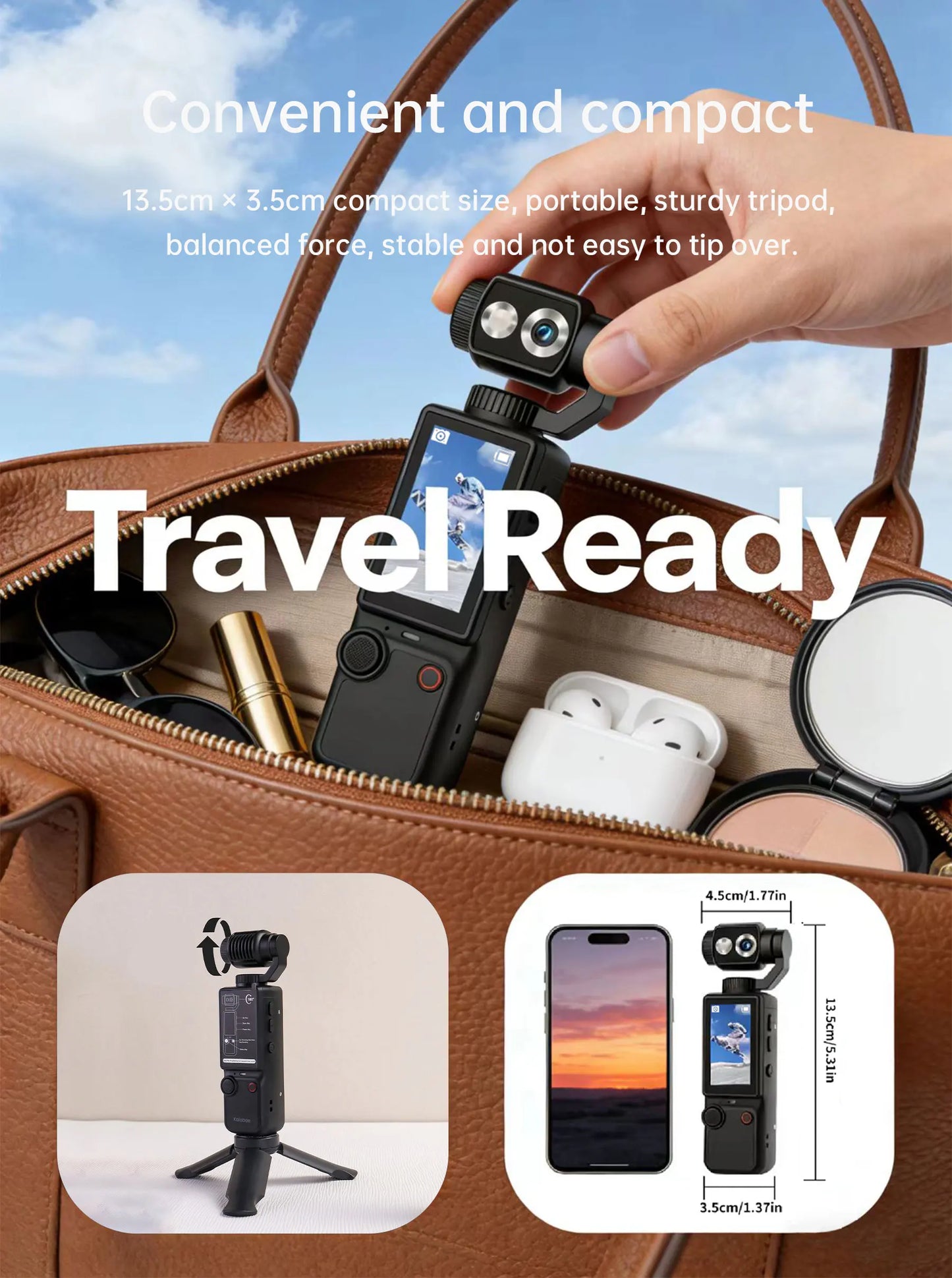 Mini 4K Sports Action Camera Waterproof Anti Shake Wide Angle Lens Handheld Camcorder For Outdoor Diving Cycling Skiing Travel P
