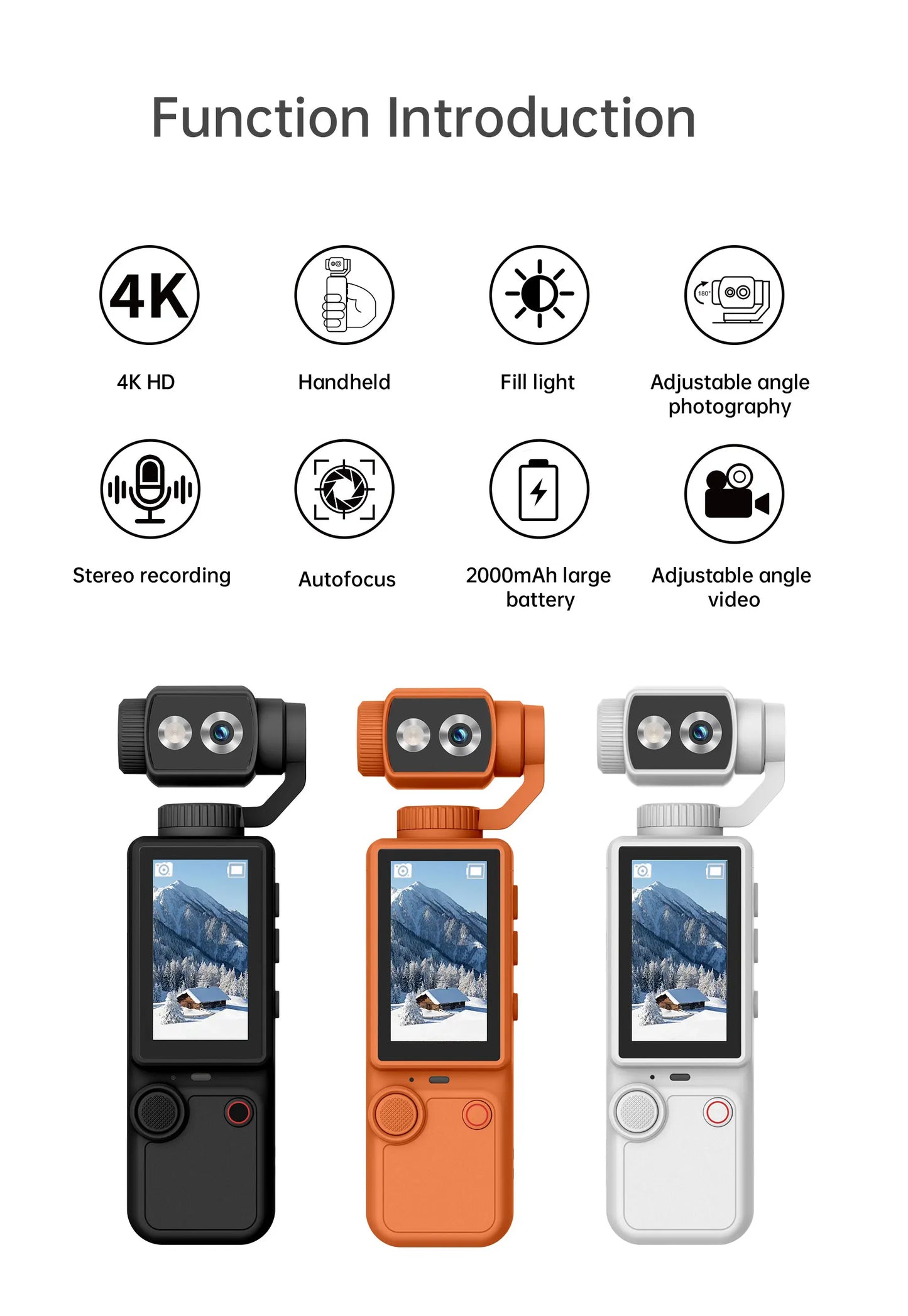 Mini 4K Sports Action Camera Waterproof Anti Shake Wide Angle Lens Handheld Camcorder For Outdoor Diving Cycling Skiing Travel P