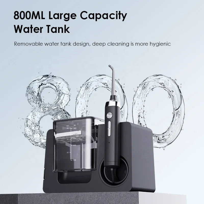 800ML Countertop Dental Irrigator Hotel Household Use Electric Water Flosser IPX7 Waterproof 3 Modes 10 Pressure Levels Oral