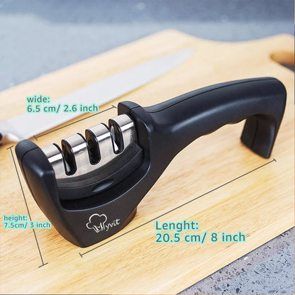 Knife Sharpener 4 in 1 Diamond Coated&Fine Rod Knife Shears and Scissors Sharpening stone System Stainless Steel Blades