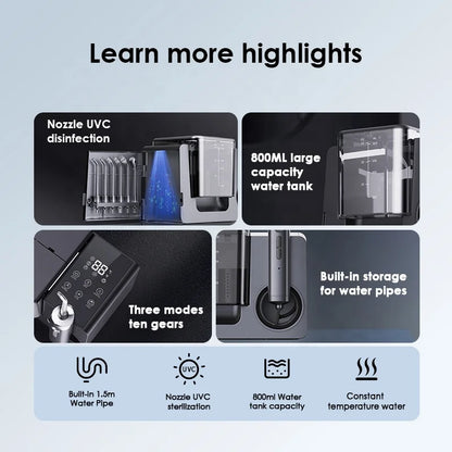 800ML Countertop Dental Irrigator Hotel Household Use Electric Water Flosser IPX7 Waterproof 3 Modes 10 Pressure Levels Oral
