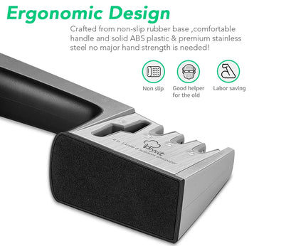 Knife Sharpener 4 in 1 Diamond Coated&Fine Rod Knife Shears and Scissors Sharpening stone System Stainless Steel Blades