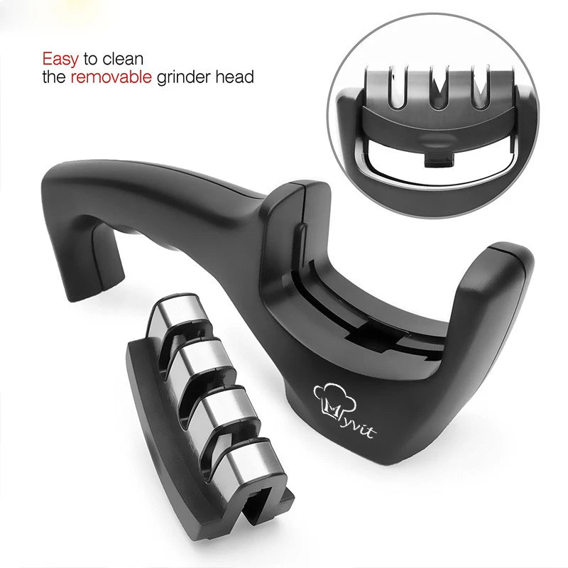 Knife Sharpener 4 in 1 Diamond Coated&Fine Rod Knife Shears and Scissors Sharpening stone System Stainless Steel Blades