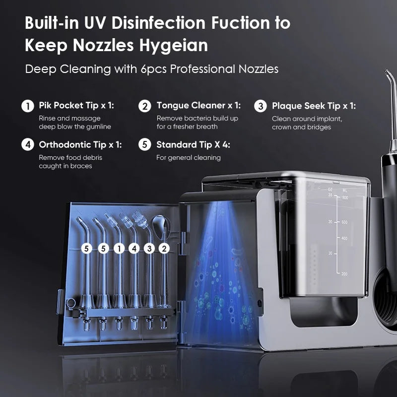 800ML Countertop Dental Irrigator Hotel Household Use Electric Water Flosser IPX7 Waterproof 3 Modes 10 Pressure Levels Oral