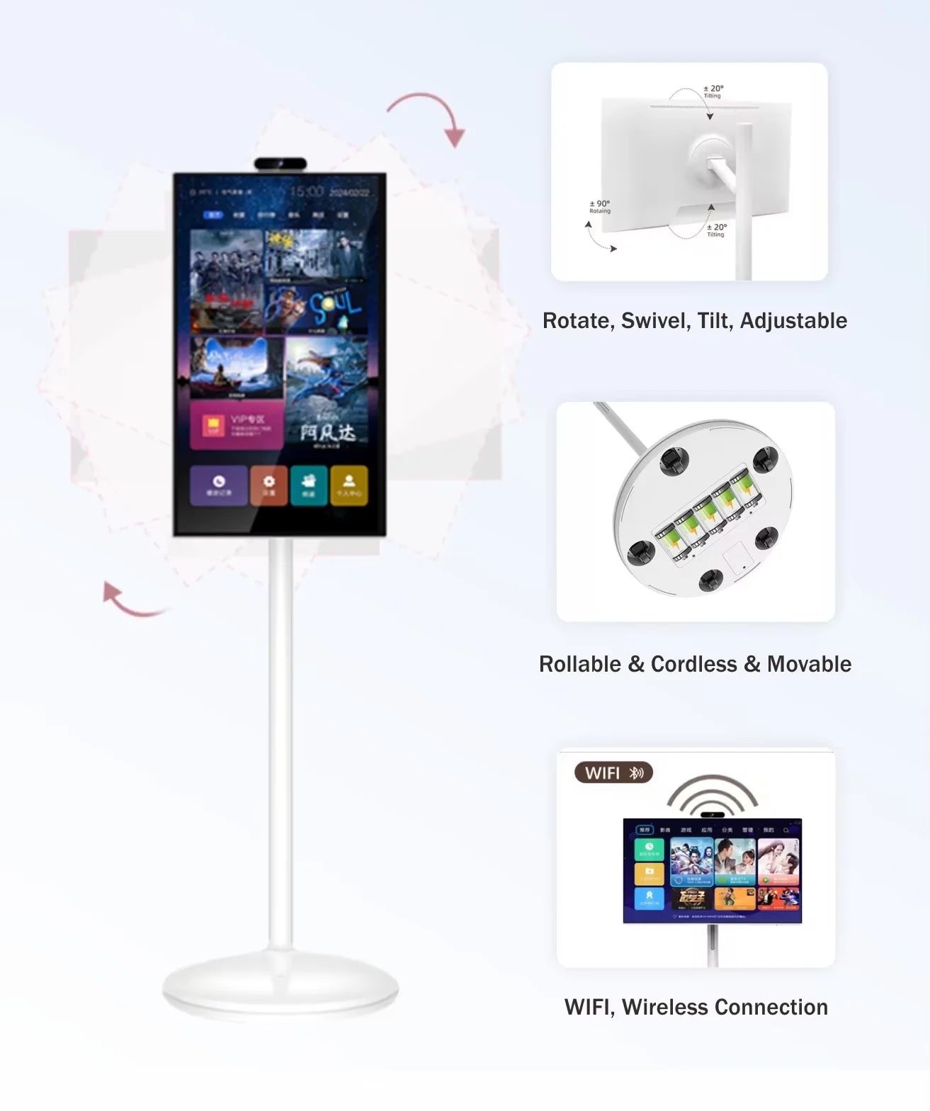 32 27 Inch Android Smart LED Touch Screen Portable Mini TV FHD 1080p CE Certified Built-in Battery Television for Home Shop