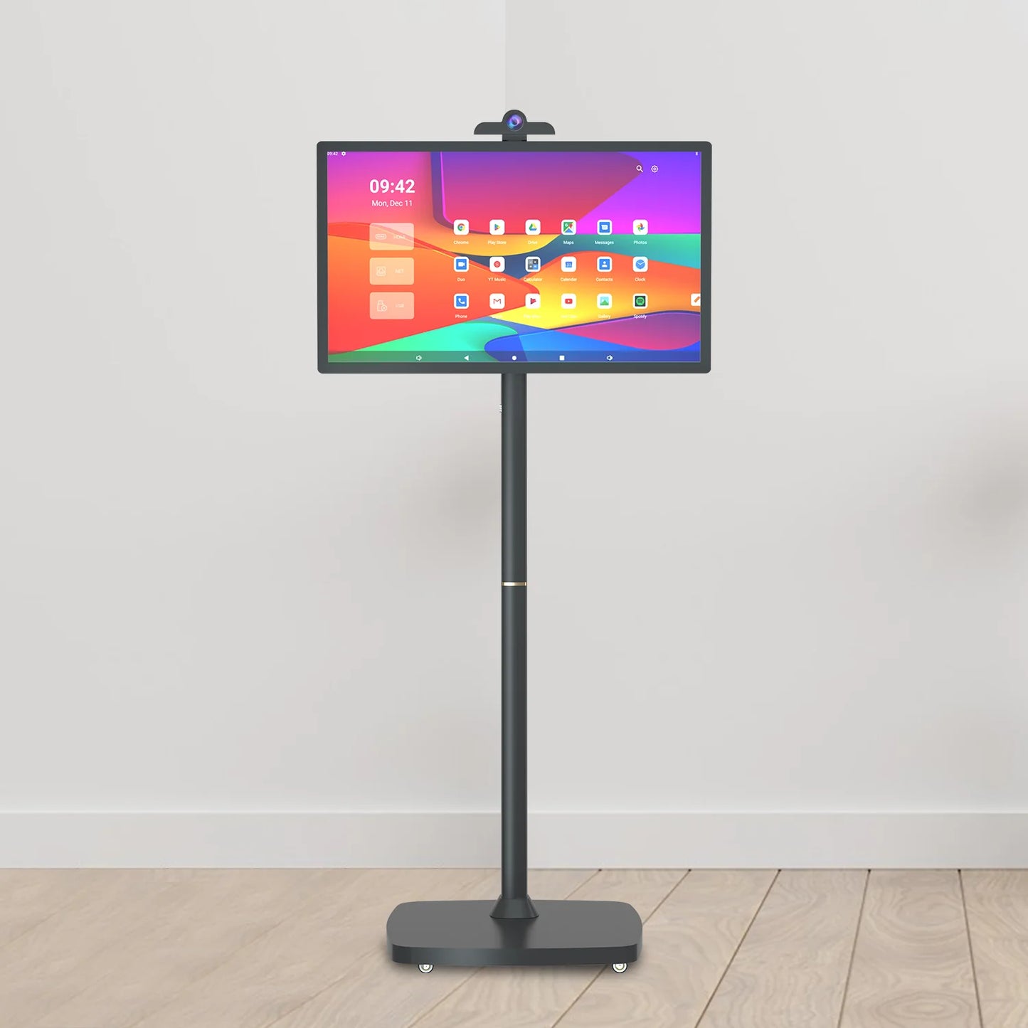 27" Portable Smart TV - Rotatable Android 10 Advertising Monitor with Battery (Movable Stand, Full HD Touchscreen）