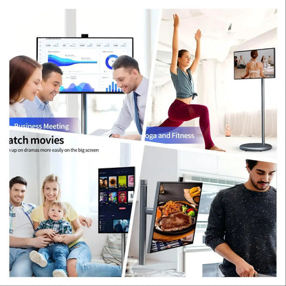 27 32 Inch Smart Home TV Movable Charging Digital Signage Portable Smart Screen Display Built-in Speaker Smart TV Monitor