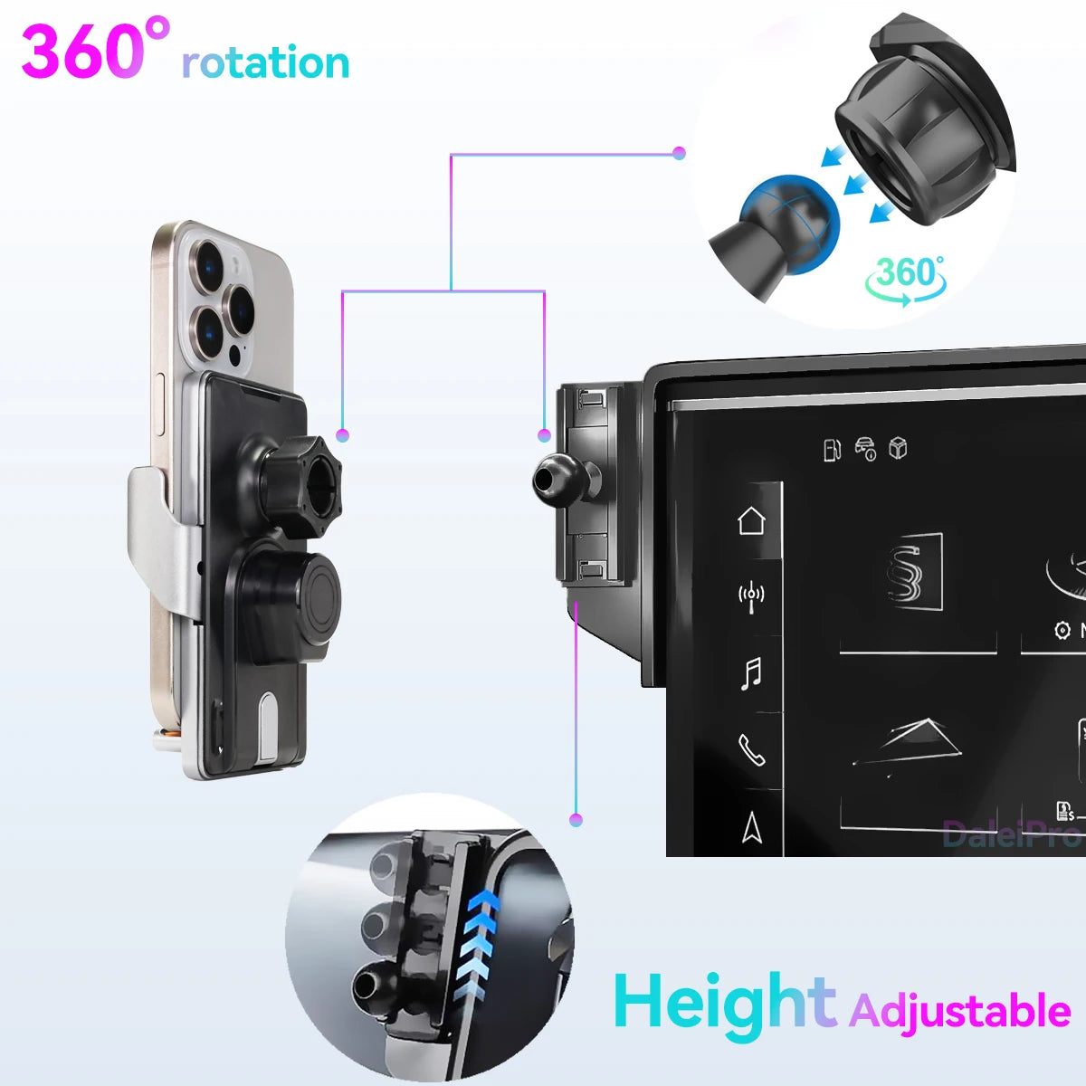 RHD LHD For Toyota Rav4 2026 2027 Dual Car Phone Holder Screen Fixed Clip Wireless Charger Phone Mount Qi Phone Charger Mount