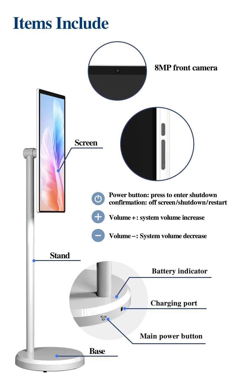 Smart Tv Television 21.5 Inch LED Tv with Android WiFi Rotate Ips Touch Screen Portable Smart Tv for Work