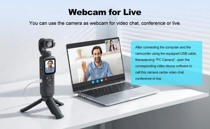 4K Wifi Action Camera 330° Auto-rotate Len Pocket Camera 1.72" Touchscreen Zoom Sport Cam Portable Vlog Video Recorder Cycling