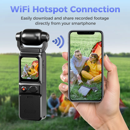 4K Pocket Action Camera Touch Screen WIFI Outdoor DV 180° Rotatable  Anti-shake Bodycam Portable Small Video Recorder Vlog Cam