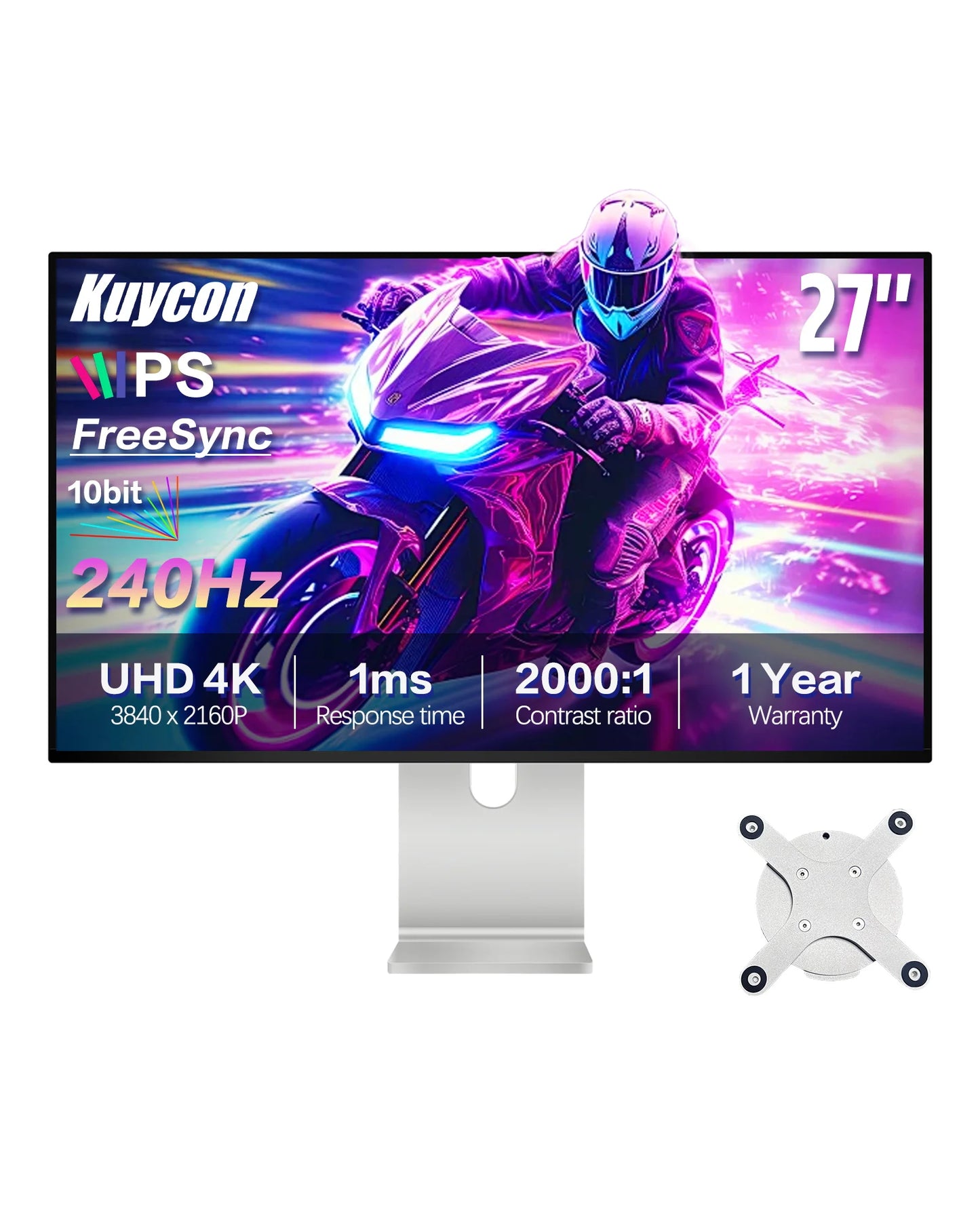 Kuycon P27ZB Compective Gaming Monitor 27 Inch 4K Desktop Display 240Hz 1ms Computer Screen Eye-care Freesync Anti-glare HDR600