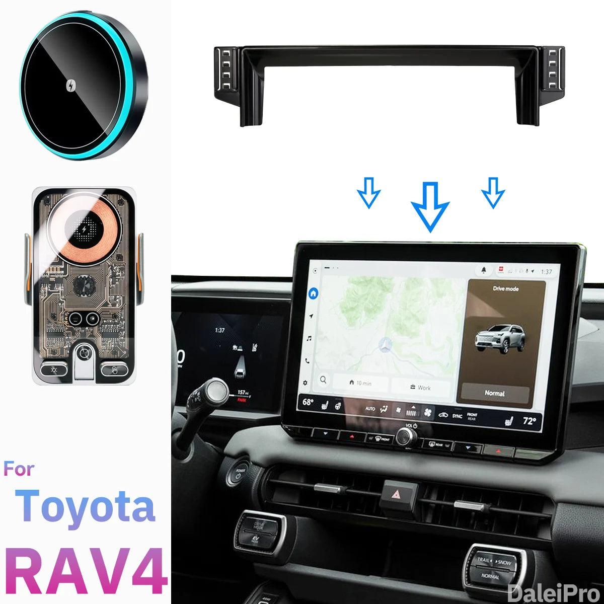 RHD LHD For Toyota Rav4 2026 2027 Dual Car Phone Holder Screen Fixed Clip Wireless Charger Phone Mount Qi Phone Charger Mount