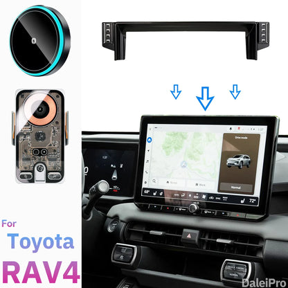 RHD LHD For Toyota Rav4 2026 2027 Dual Car Phone Holder Screen Fixed Clip Wireless Charger Phone Mount Qi Phone Charger Mount