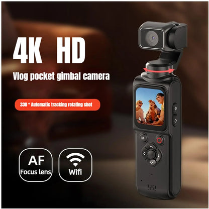 4K HD Portable Pocket Action Camera, 330° Tracking Autofocus Handheld Cam, Outdoor Travel Hiking Cycling Vlog Video Recorder