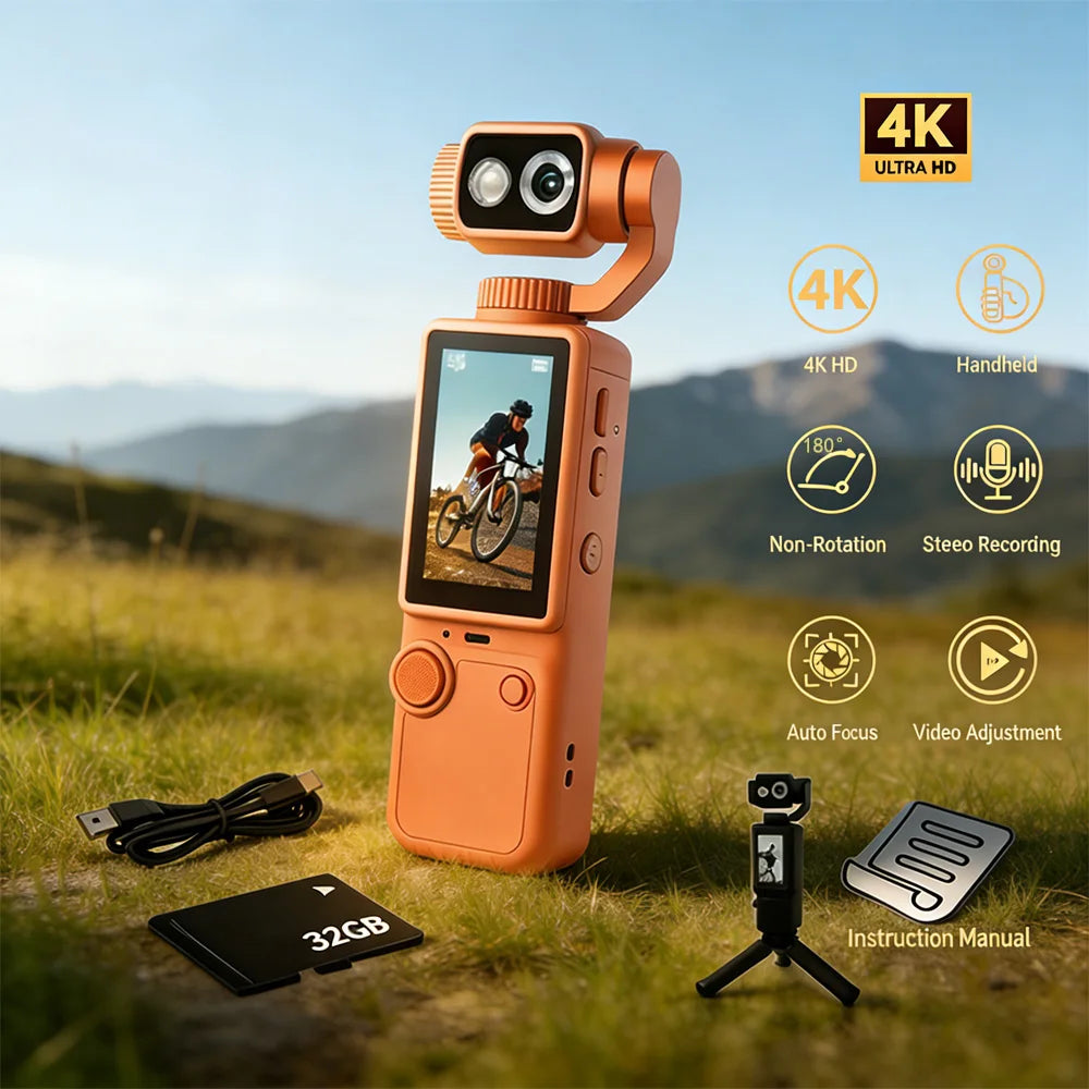 Mini 4K Sports Action Camera Waterproof Anti Shake Wide Angle Lens Handheld Camcorder For Outdoor Diving Cycling Skiing Travel P