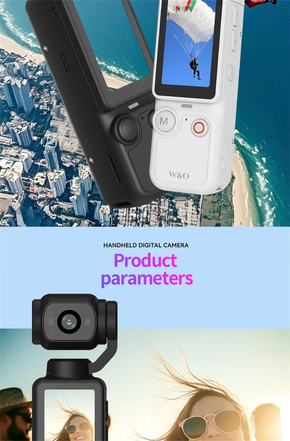 1080P 100W Sports Camera Equipped With A 1.9-inch CMOS Sensor USB Charging 180° Rotation 1000mAh Portable Multifunctional Camera