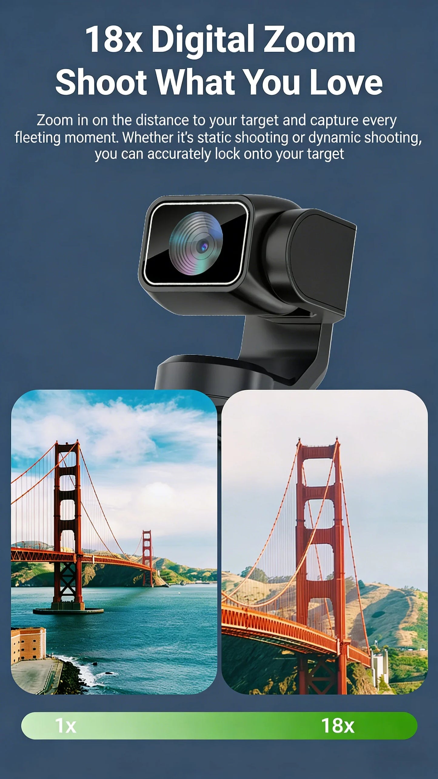 4K Pocket Gimbal Camera Handheld Stabilizer 75MP Auto-Tracking 330° Rotation 1.7" Touchscreen Vlogging Camcorder