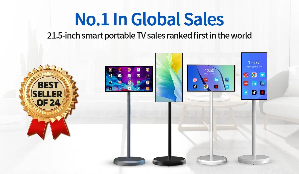 27 32 Inch Smart Home TV Movable Charging Digital Signage Portable Smart Screen Display Built-in Speaker Smart TV Monitor
