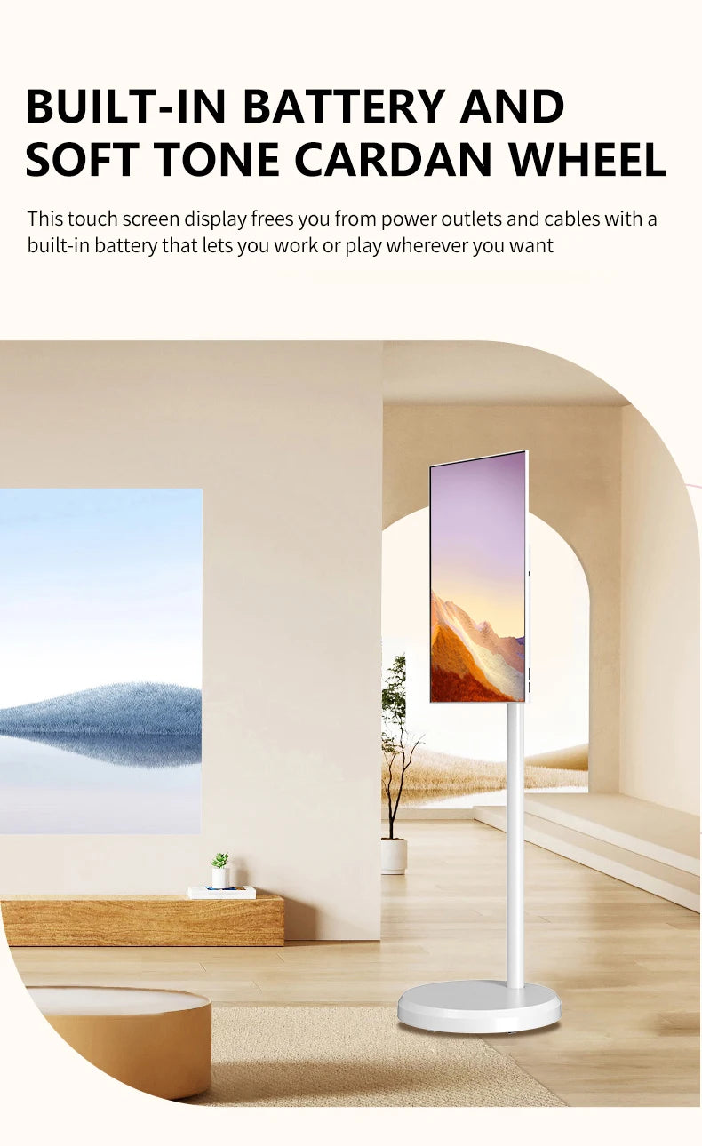 Custom Portable TV with Battery Rotating Portable Monitor Android 15 M3U Television Indoor Smart TV for Home Office Business