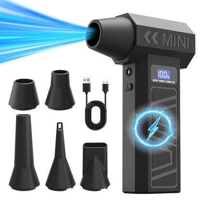 X3T Electric Air Duster, High Speed Turbo Fan with LED Light, Multi-use Cordless Blower and Vacuum Combo for Car Cleaning & Home
