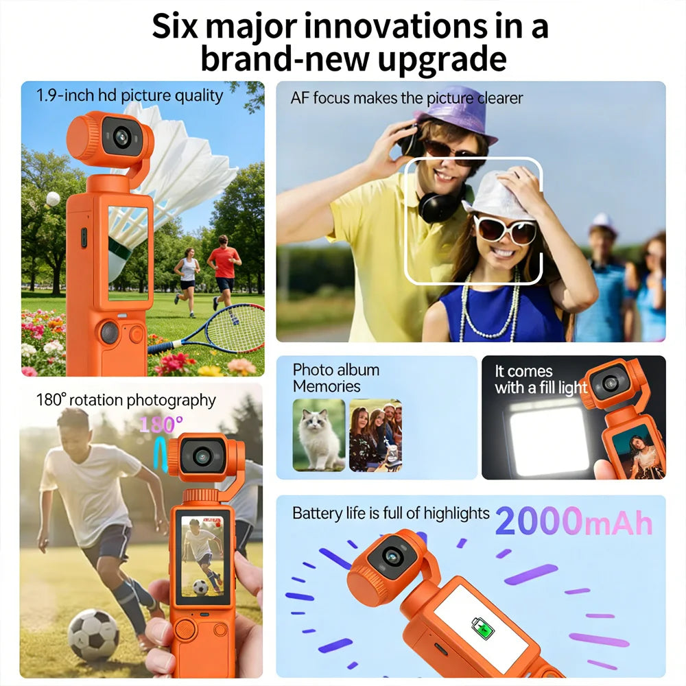 Mini 4K Sports Action Camera Waterproof Anti Shake Wide Angle Lens Handheld Camcorder For Outdoor Diving Cycling Skiing Travel P