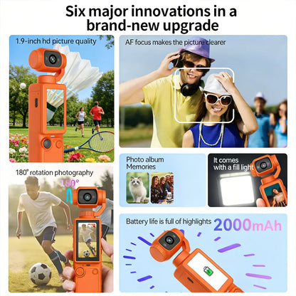 Mini 4K Sports Action Camera Waterproof Anti Shake Wide Angle Lens Handheld Camcorder For Outdoor Diving Cycling Skiing Travel P