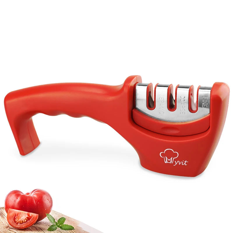 Knife Sharpener 4 in 1 Diamond Coated&Fine Rod Knife Shears and Scissors Sharpening stone System Stainless Steel Blades