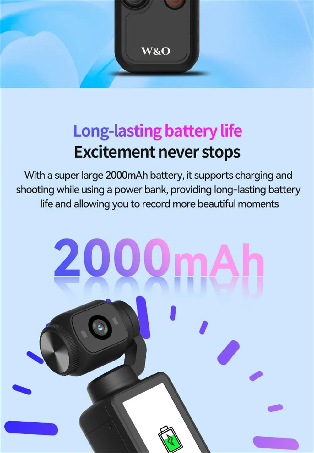 1080P 100W Sports Camera Equipped With A 1.9-inch CMOS Sensor USB Charging 180° Rotation 1000mAh Portable Multifunctional Camera
