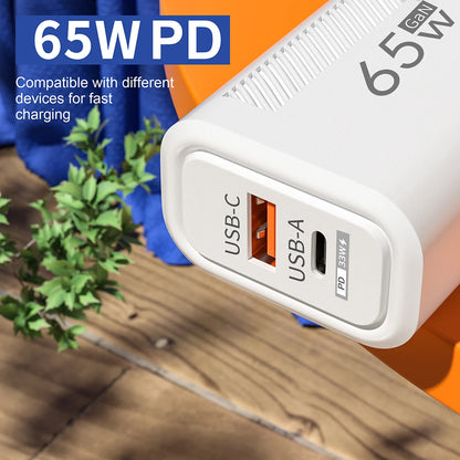 PD 65W USB C Charger GaN Fast Charging Wall Charger For iPhone Samsung Xiaomi Quick Charge EU Plug US Plug Phone Charger Adapter