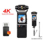 4K Pocket Action Camera Touch Screen WIFI Outdoor DV 180° Rotatable  Anti-shake Bodycam Portable Small Video Recorder Vlog Cam