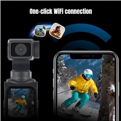 4K HD Portable Pocket Action Camera, 330° Tracking Autofocus Handheld Cam, Outdoor Travel Hiking Cycling Vlog Video Recorder