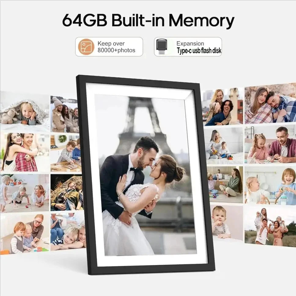 Frameo Digital Picture Frame 10.1 Inch 32GB/64GB Smart WiFi digital photo frame with 1280x800 IPS HD Touch Screen Wall Mountable