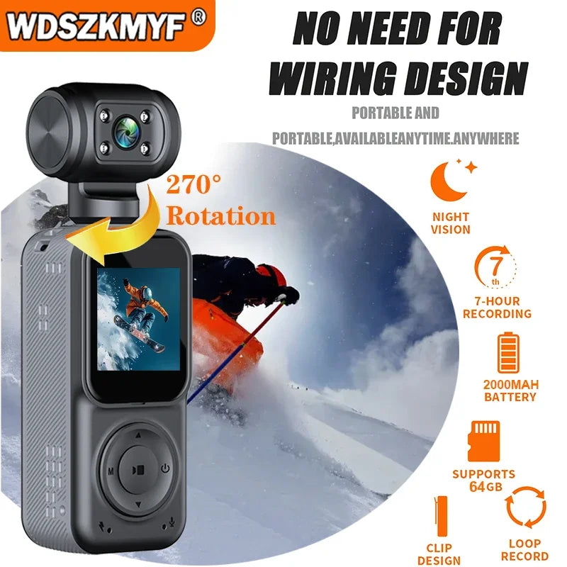 NEW 1440P QHD Display 2K Handheld Sports Pocket Camera 270° Rotatable WIFI Control Video Recorder WIFI Control Motion Camera