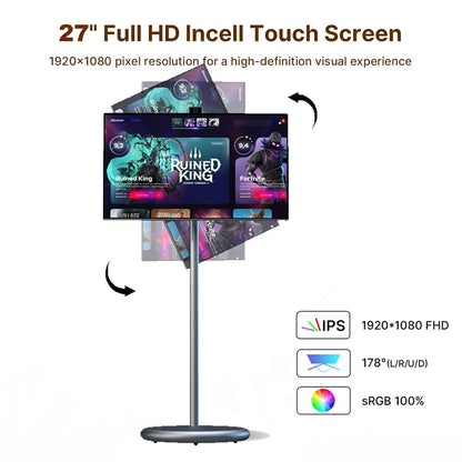 27 32 Inch Smart Home TV Movable Charging Digital Signage Portable Smart Screen Display Built-in Speaker Smart TV Monitor