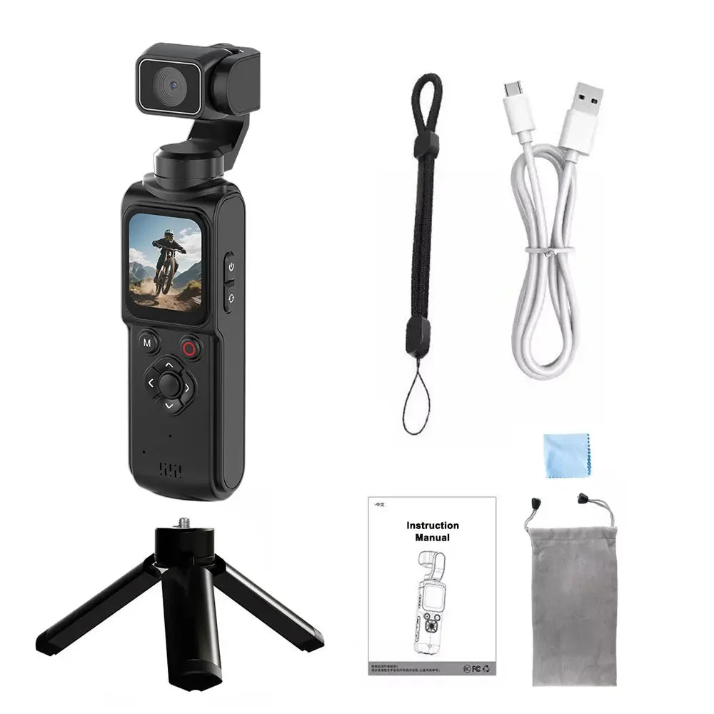 4K Wifi Pocket Vlogging Camera with 330° Auto-Tracking Face Gimbal Stabilizer Touch Screen Sports DV Bodycam for  Outdoor Vlog