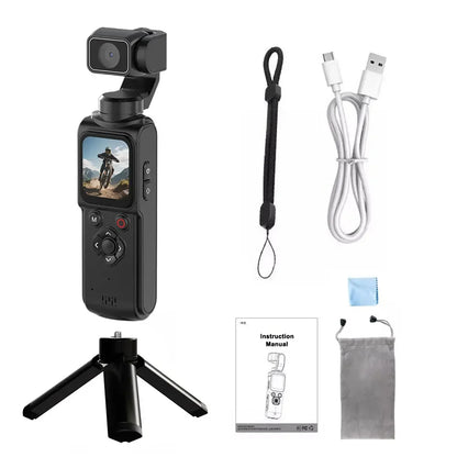 4K Wifi Pocket Vlogging Camera with 330° Auto-Tracking Face Gimbal Stabilizer Touch Screen Sports DV Bodycam for  Outdoor Vlog