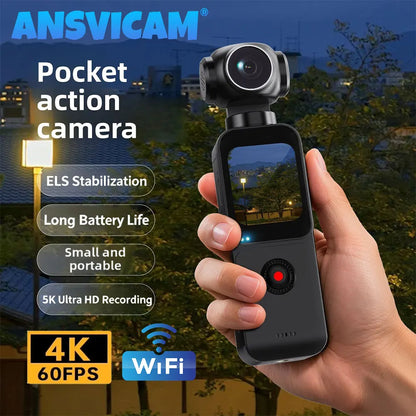 ANSVICAM 5K Action Camera Anti-shake Pocket Vlogging Cam  270° Auto Rotative 4K 60FPS Sports DV Portable Digital Video Recorder