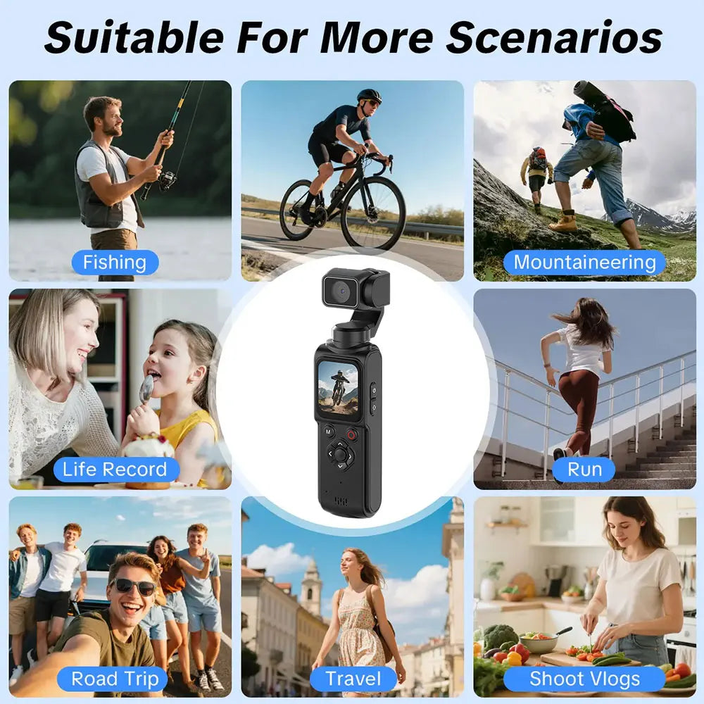 ANSVICAM 4K Wifi Pocket Vlogging Camera 330° Auto Rotatable Touch Screen Sports DV Bodycam Face Tracking Portable Action Cameras