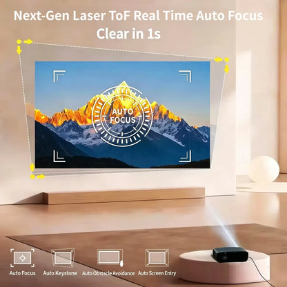 S7+ 4K Ultra HD Projector Video Movies 4000 ANSI Google TV Home Theater Android 14 Auto Focus Smart TV Beam Projectors Daytime