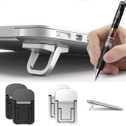 2Pcs Mini Foldable Laptop Holder Portable Computer Keyboard Riser with 2 Adjustable Angle Self-Adhesive Invisible Notebook Stand
