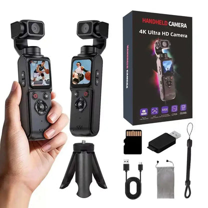 4K HD Portable Pocket Action Camera, 330° Tracking Autofocus Handheld Cam, Outdoor Travel Hiking Cycling Vlog Video Recorder