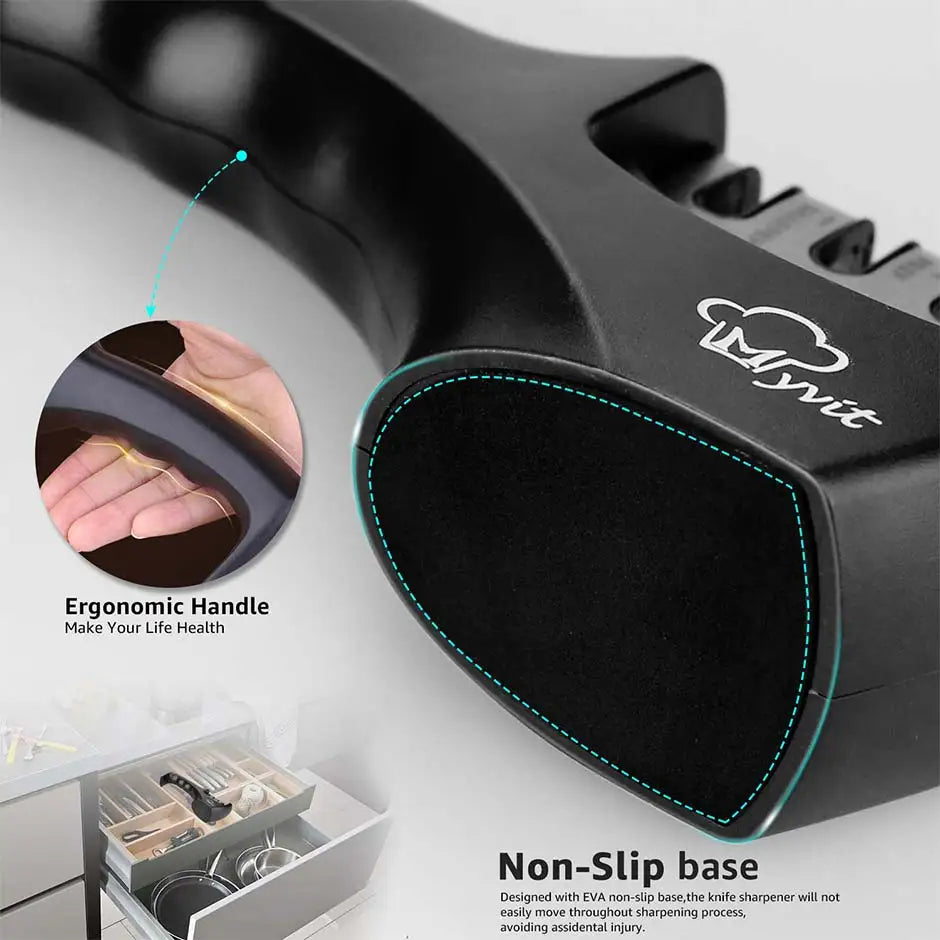 Knife Sharpener 4 in 1 Diamond Coated&Fine Rod Knife Shears and Scissors Sharpening stone System Stainless Steel Blades