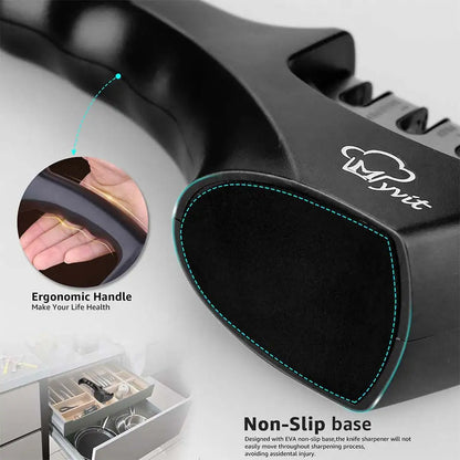 Knife Sharpener 4 in 1 Diamond Coated&Fine Rod Knife Shears and Scissors Sharpening stone System Stainless Steel Blades
