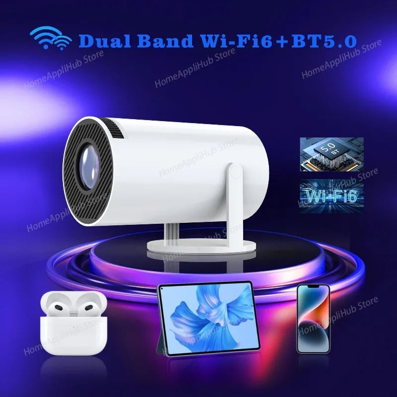 HY300 Home Projector 4K Portable LCD Ultra HD Wall Projection Wireless Screen Mirroring Android 1080P