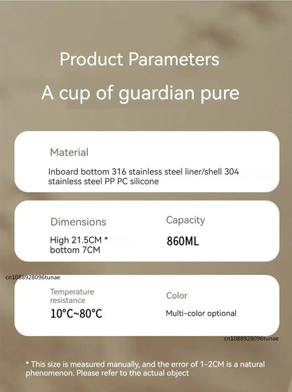 860ML Stainless Steel Thermo Bottle Large Capacity Coffee Cup Sport Insulated Cup Portable Tumbler Vacuum Flasks Car Thermal Cup