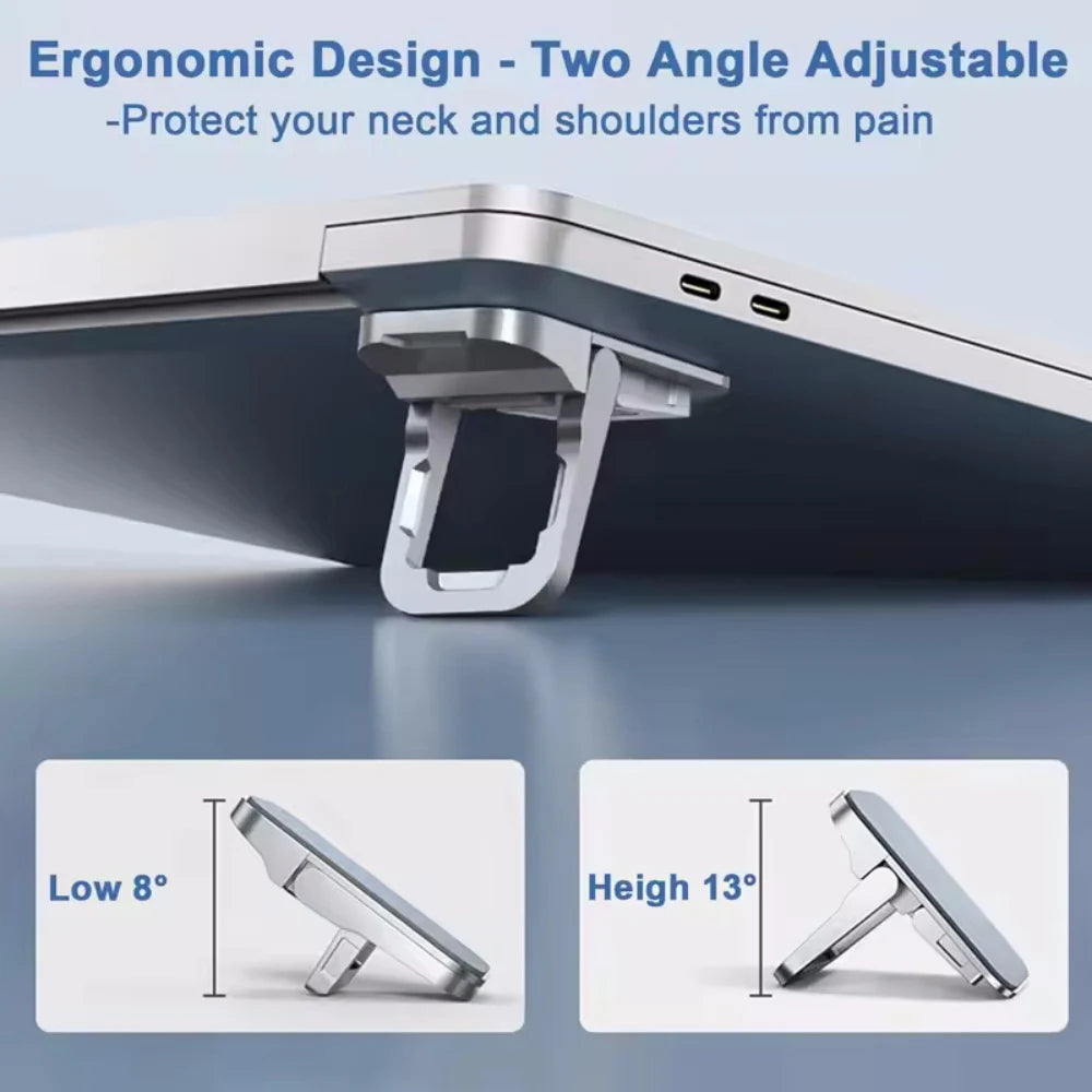 2Pcs Mini Foldable Laptop Holder Portable Computer Keyboard Riser with 2 Adjustable Angle Self-Adhesive Invisible Notebook Stand